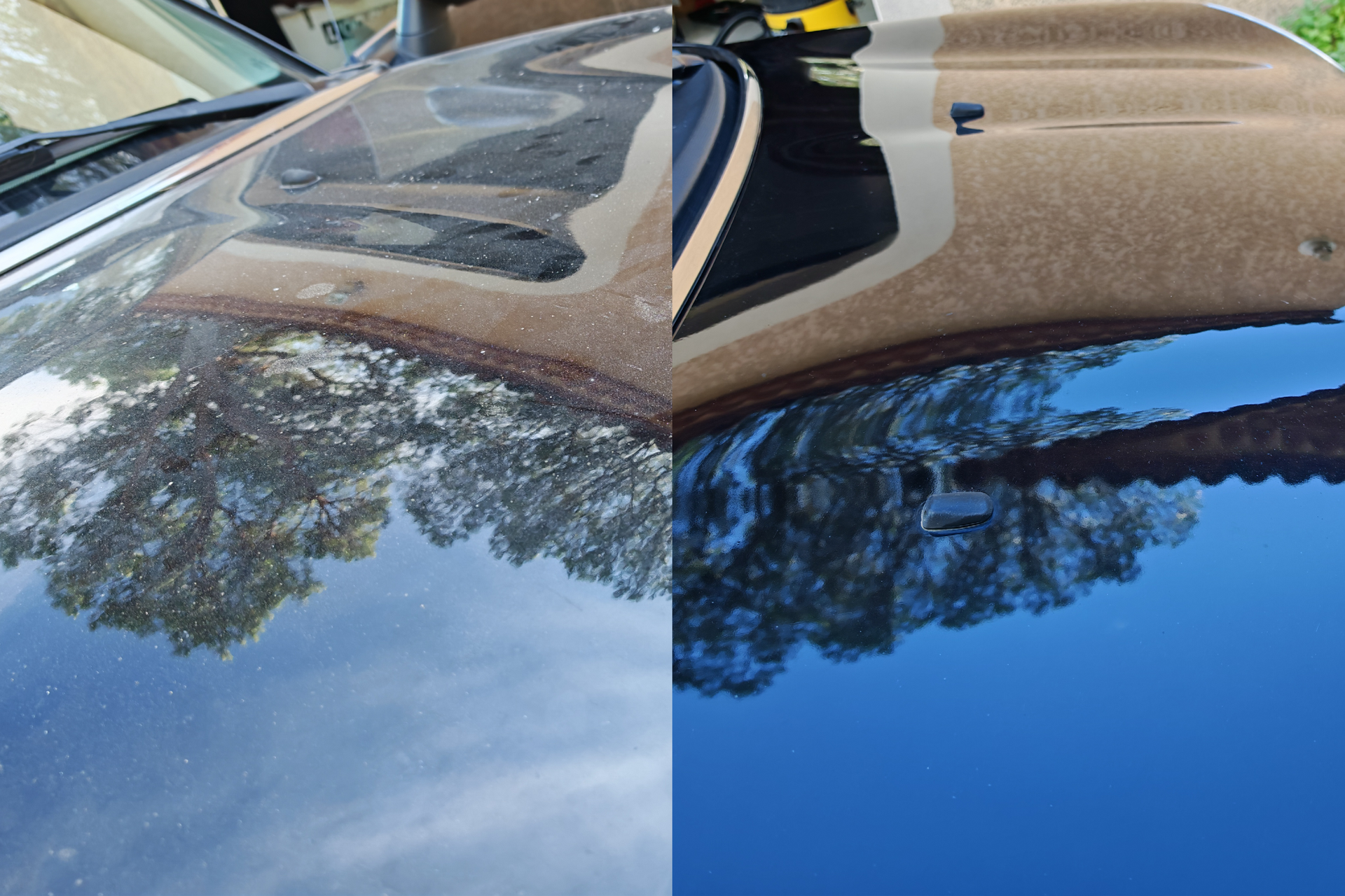 Avant/après d'un lavage de capot de mini aux alentours de Montpellier