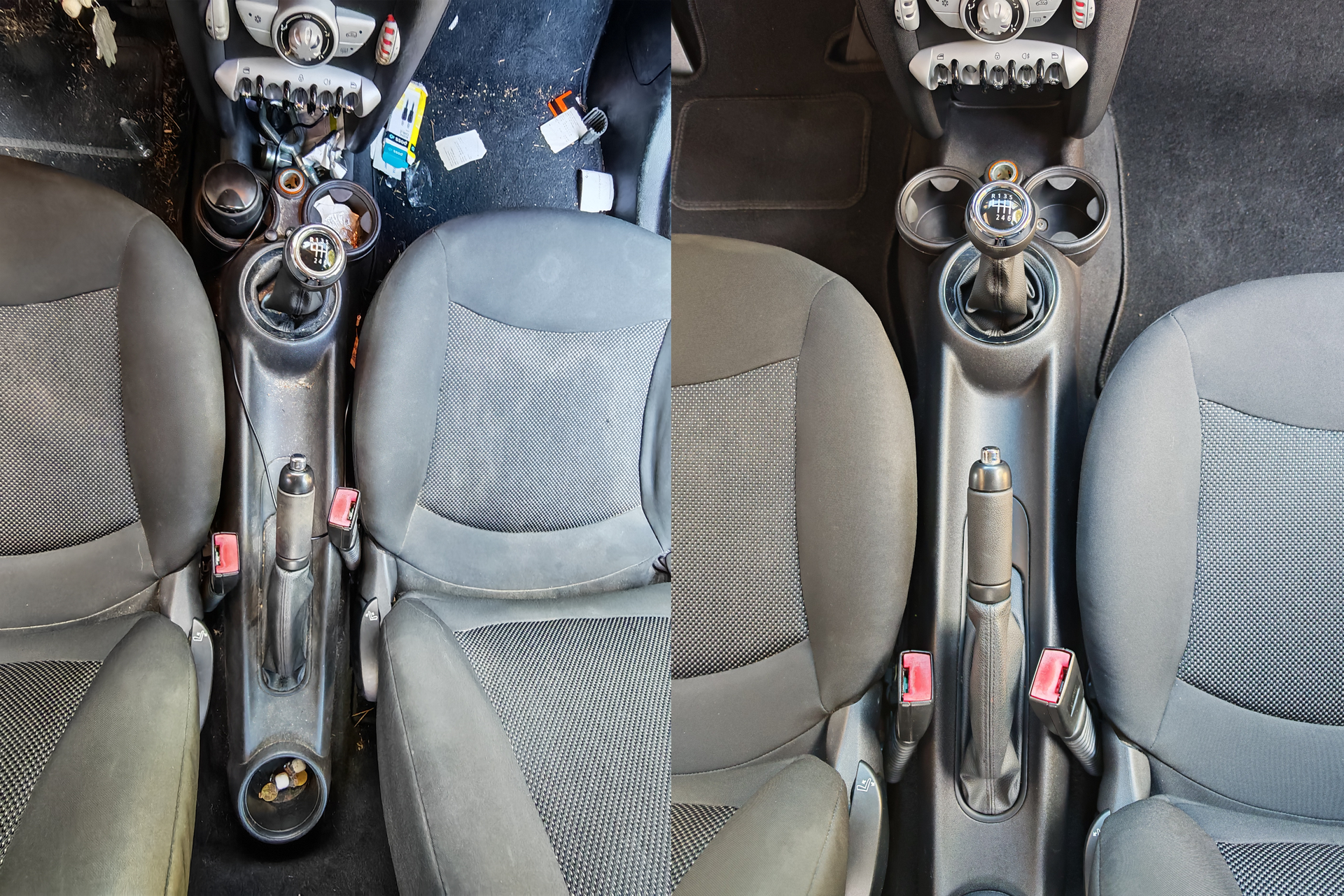 Avant/après d'un nettoyage complet de l'avant d'une mini sur Castries