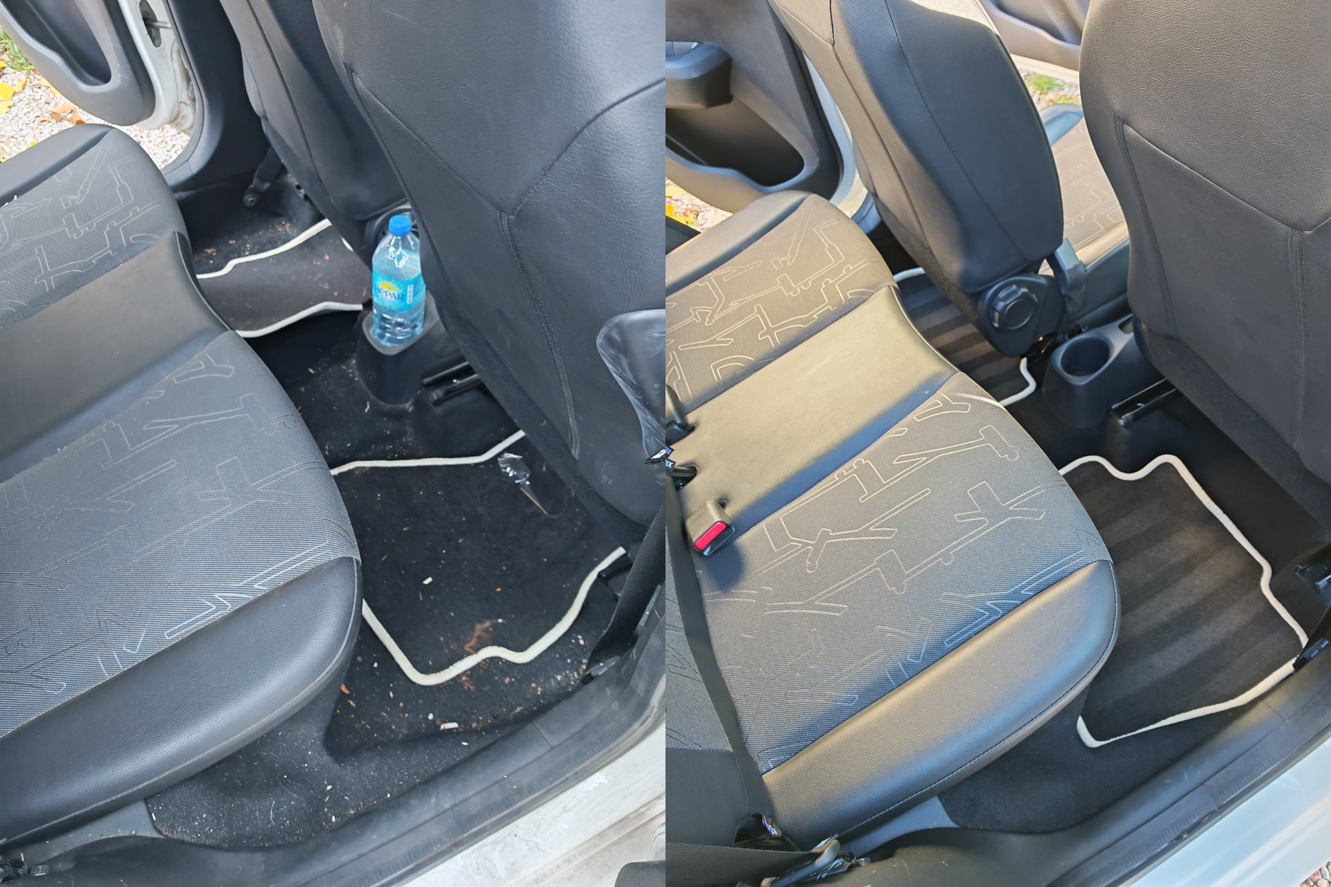 Avant après nettoyage sièges arrière et tapis Toyota Aygo