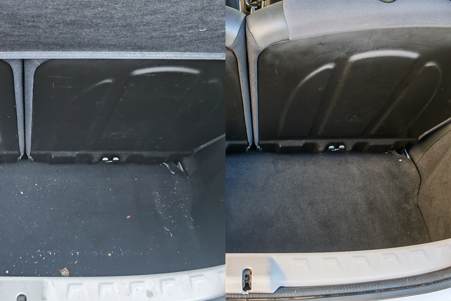 Avant après nettoyage complet du coffre Toyota Aygo