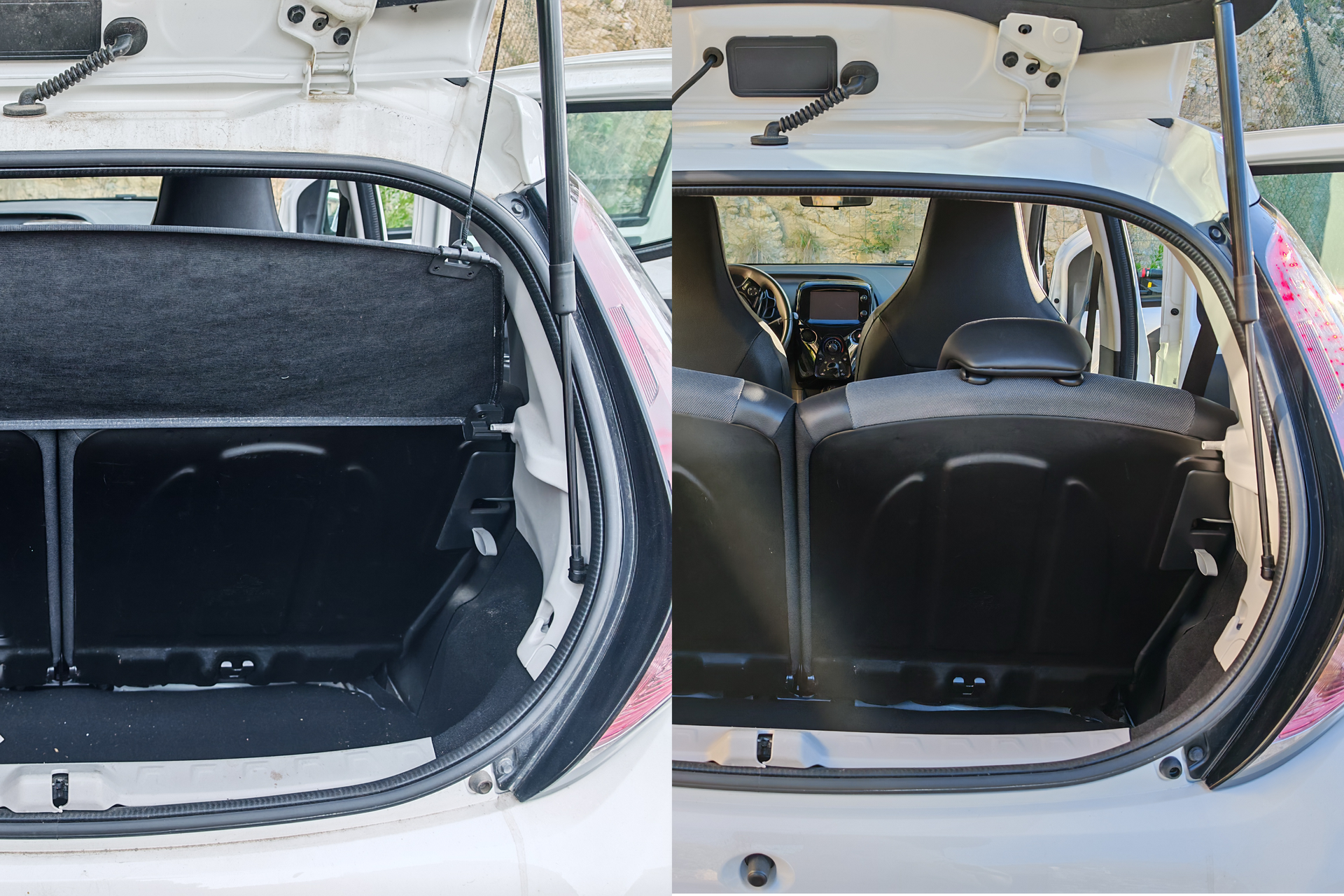 Avant après nettoyage cadre de porte et coffre Toyota Aygo