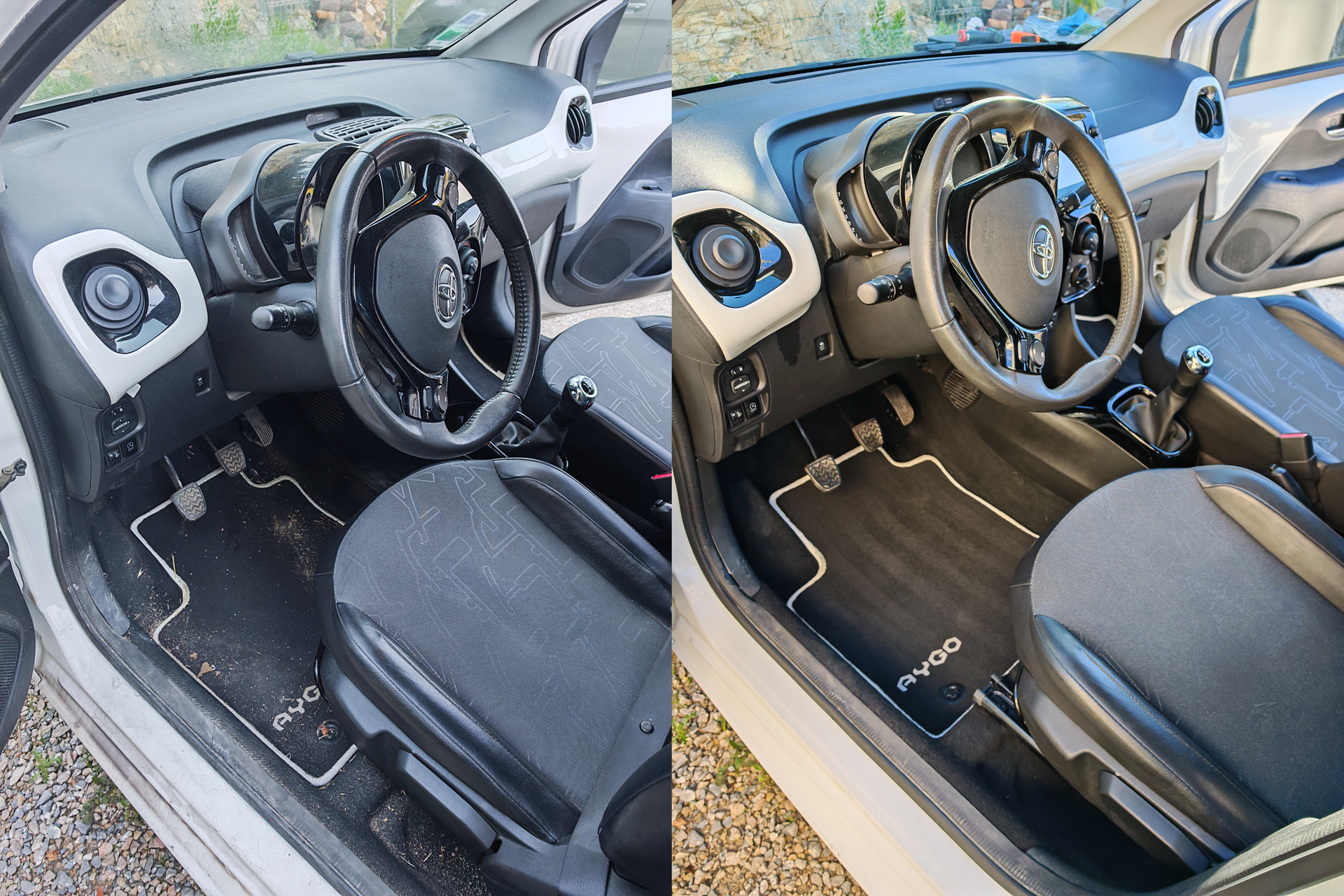 vant après nettoyage intérieur côté conducteur Toyota Aygo