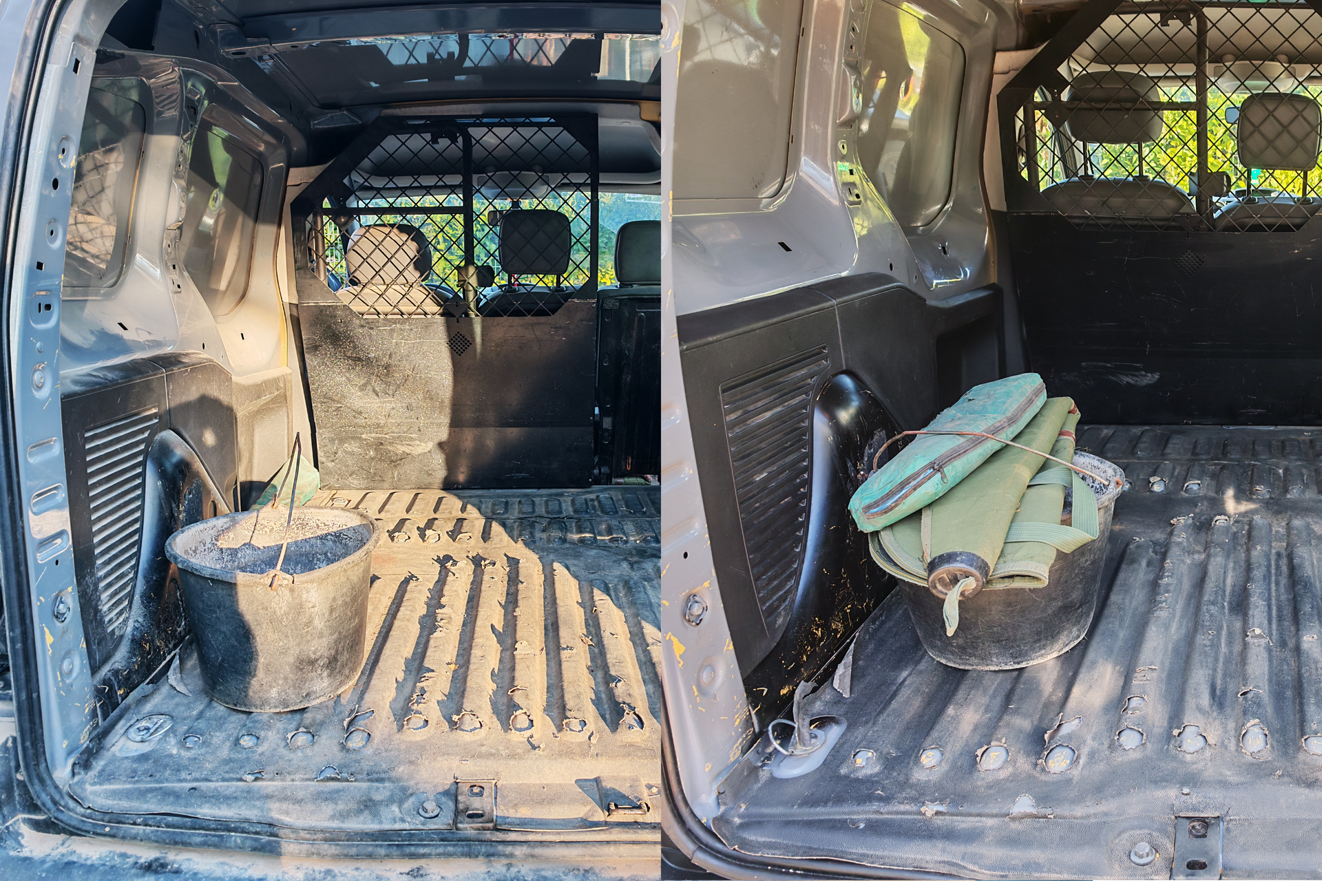 Avant après nettoyage complet de la zone de chargement d’un utilitaire Citroën Berlingo à Saint-Brès, par VEHIPURE.