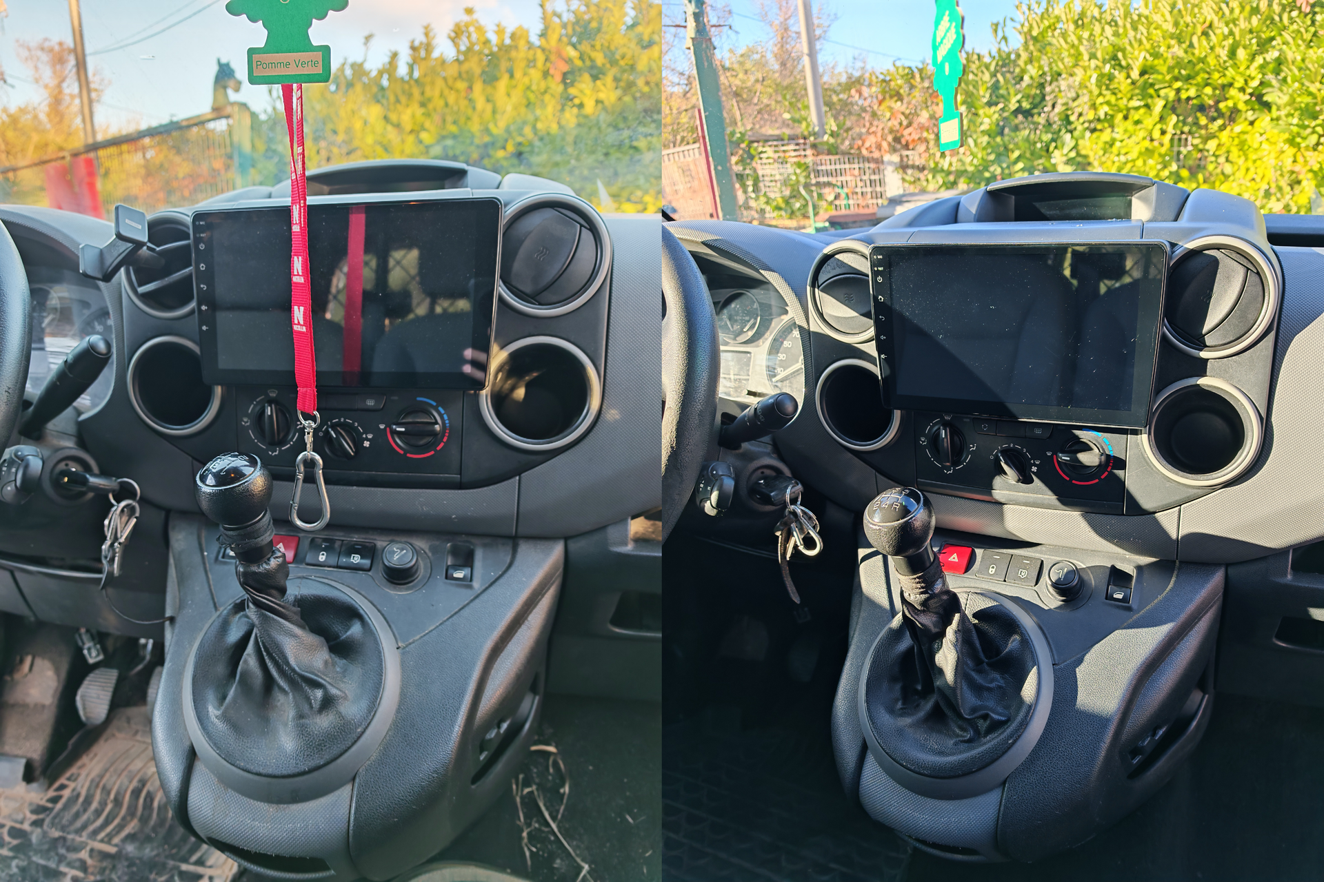 Rénovation et dépoussiérage de la console centrale d’un Citroën Berlingo après nettoyage intérieur professionnel